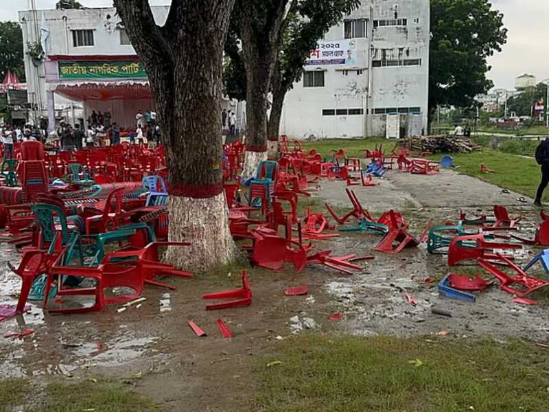 Attack and vandalism at NCP rally in Gopalganj