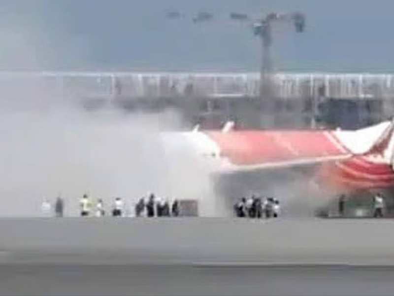 air india plane engine fire delhi