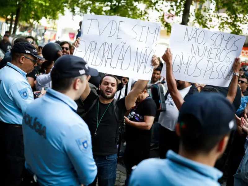 Uber Bolt drivers protest Lisbon